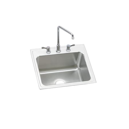 Elkay Lustertone Stainless Steel 25 X 22 X 12-1/8 Single Bowl Top Mount Sink + Faucet Kit DLH252212C